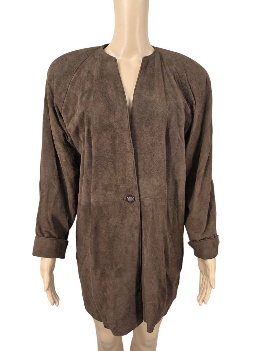 Vintage Brown Suede Leather Coat 80s